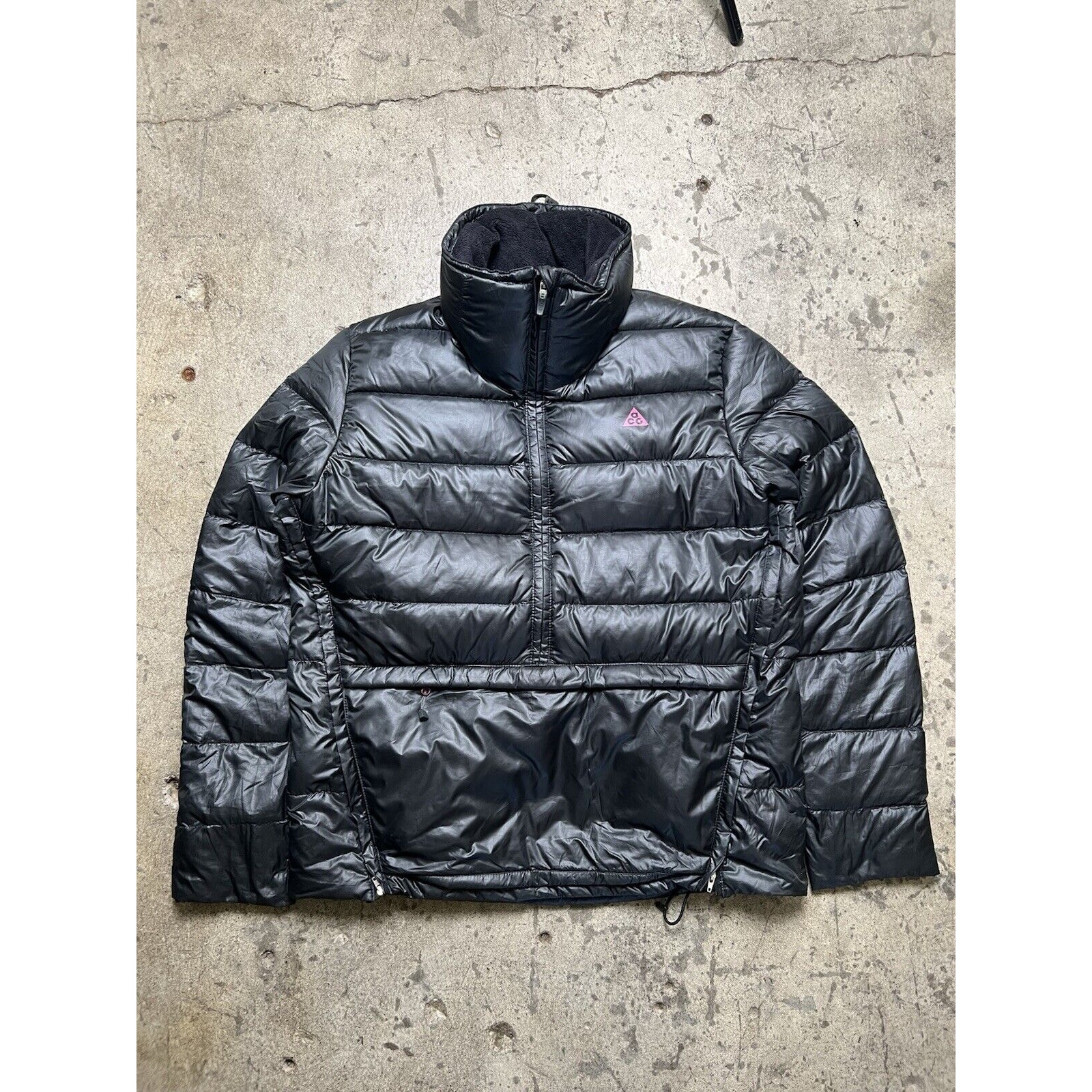 Nike Acg Outer Layer 3 Size L Womens Black 3/4 Zip Down Packable Puffer 800 Fill